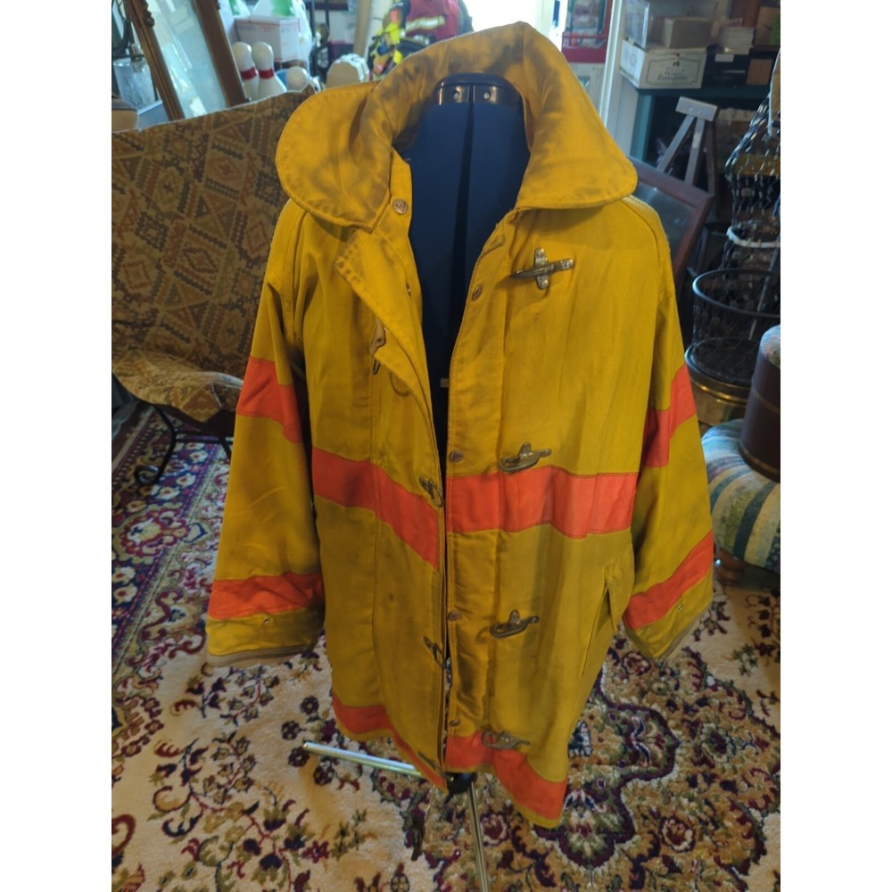 Vintage Retired Firefighter Turnout JACKET FIRE‎ COAT USED 48 X 35 SHELL ONLY!!